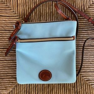 Dooney & Bourke Nylon Double Zip Crossbody Shoulder Bag Light Blue